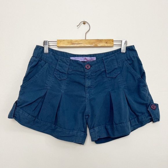 Maria Filó Pants - Vintage Maria Filo Women Brazilian Brand Cotton Blue Y2K Pleated Shorts